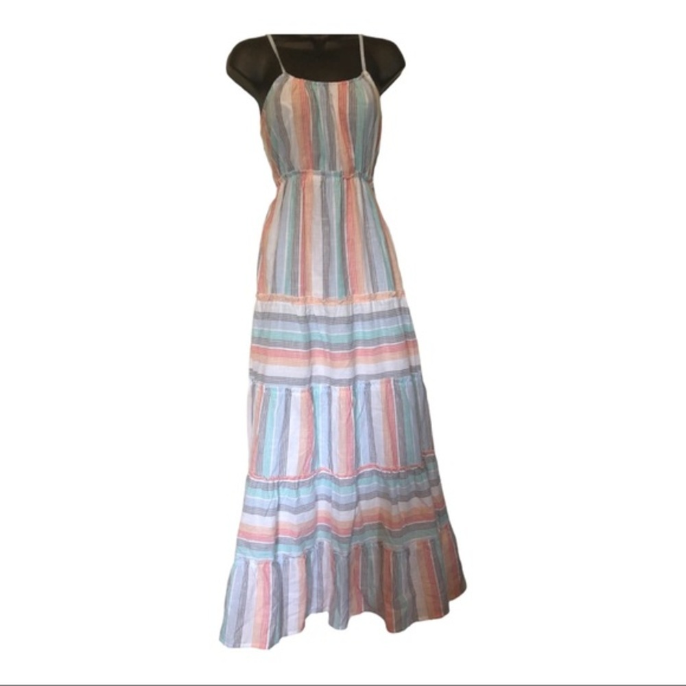 Jessica Simpson maxi spaghetti strap cotton tiered prairie style maxi dress sz S
